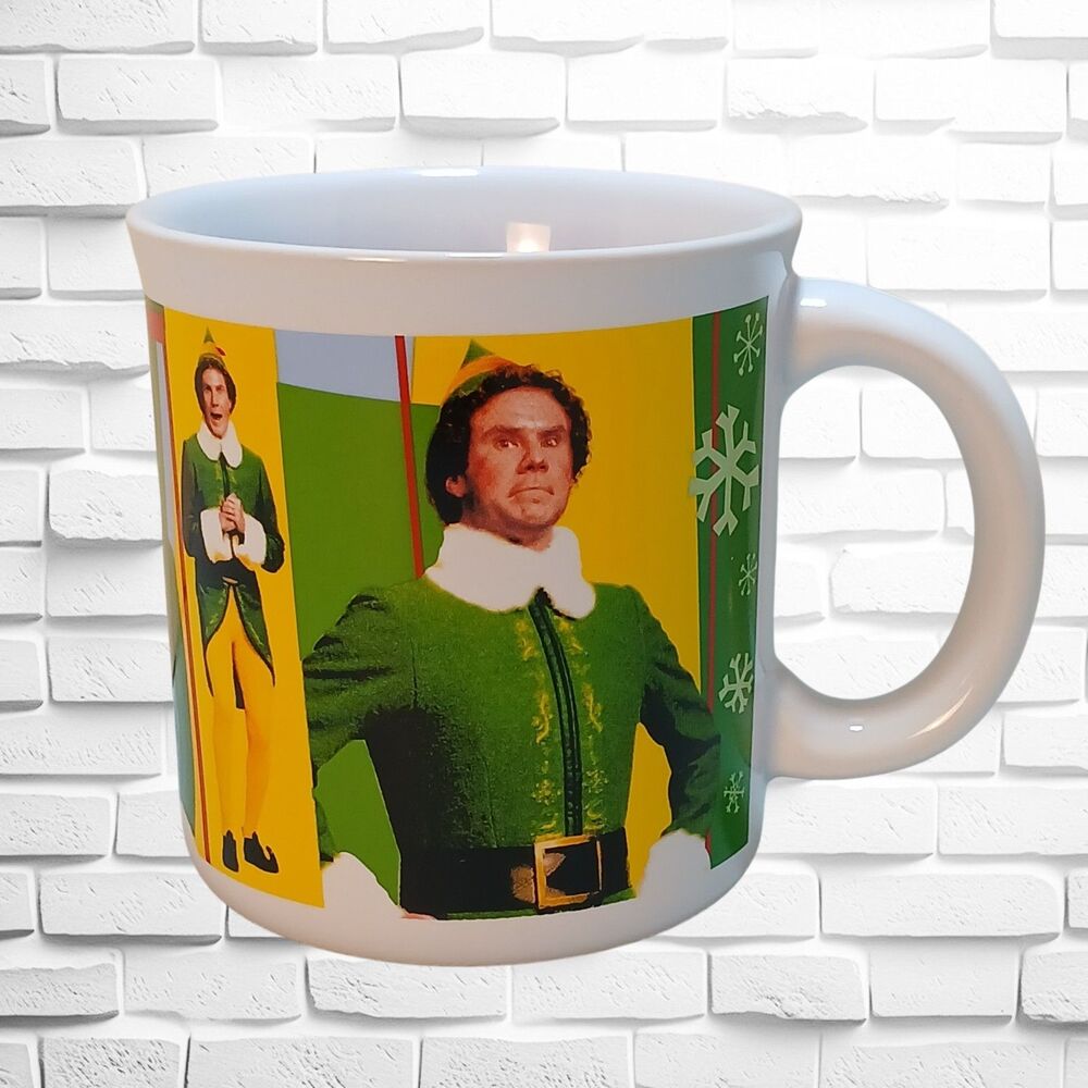 Buddy the Movie Elf Coffe Mug, Warner Bros. Green/White 3.5" Tall by Galerie EUC